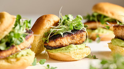 Healthy salmon sliders with avocado for teen mental health
