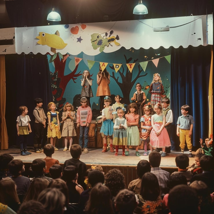 lively school play with students performing stage 1247965 4728