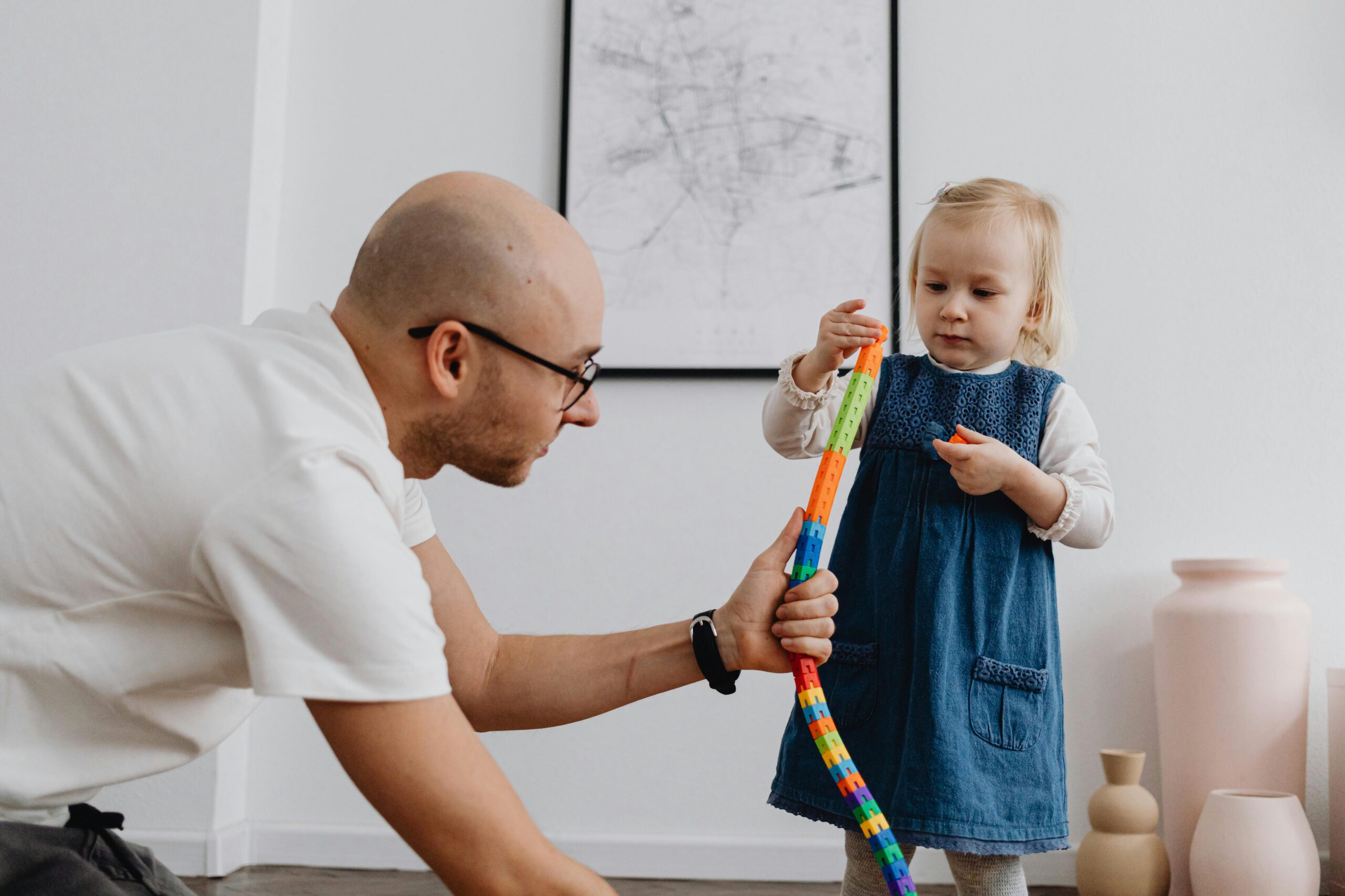 parent is not correcting but only connecting with the child during activity